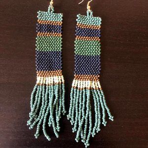 Beaded Earrings with Fringe